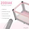 imageDream On Me Zodiak Portable Playard in Black Lightweight Packable and Easy Setup Baby Playard Breathable Mesh Sides and Soft Fabric  Comes with a Removable Padded MatGrey and Pink