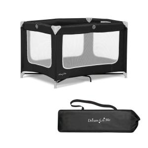 imageDream On Me Zodiak Portable Playard in Black Lightweight Packable and Easy Setup Baby Playard Breathable Mesh Sides and Soft Fabric  Comes with a Removable Padded MatBlack