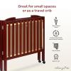 imageDream On Me 3 in 1 Portable Folding Stationary Side Crib in Steel Grey Greenguard Gold Certified Safety Wheels with Locking Casters Convertible 3 Mattress HeightsCherry