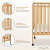 imageDream On Me 3 in 1 Portable Folding Stationary Side Crib in Steel Grey Greenguard Gold Certified Safety Wheels with Locking Casters Convertible 3 Mattress HeightsNatural