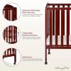 imageDream On Me 3 in 1 Portable Folding Stationary Side Crib in Steel Grey Greenguard Gold Certified Safety Wheels with Locking Casters Convertible 3 Mattress HeightsCherry