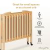 imageDream On Me 3 in 1 Portable Folding Stationary Side Crib in Steel Grey Greenguard Gold Certified Safety Wheels with Locking Casters Convertible 3 Mattress HeightsNatural