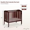 imageDream On Me 3 in 1 Portable Folding Stationary Side Crib in Steel Grey Greenguard Gold Certified Safety Wheels with Locking Casters Convertible 3 Mattress HeightsEspresso