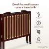 imageDream On Me 3 in 1 Portable Folding Stationary Side Crib in Steel Grey Greenguard Gold Certified Safety Wheels with Locking Casters Convertible 3 Mattress HeightsEspresso