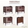 imageDream On Me 3 in 1 Portable Folding Stationary Side Crib in Steel Grey Greenguard Gold Certified Safety Wheels with Locking Casters Convertible 3 Mattress HeightsEspresso