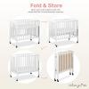 imageDream On Me 3 in 1 Portable Folding Stationary Side Crib in Steel Grey Greenguard Gold Certified Safety Wheels with Locking Casters Convertible 3 Mattress HeightsWhite