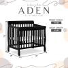 imageDream On Me Aden 4in1 Convertible Mini Crib In Grey Greenguard Gold Certified NonToxic Finish New Zealand Pinewood With 3 Mattress Height SettingsBlack