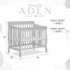 imageDream On Me Aden 4in1 Convertible Mini Crib In Grey Greenguard Gold Certified NonToxic Finish New Zealand Pinewood With 3 Mattress Height SettingsGrey