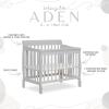 imageDream On Me Aden 4in1 Convertible Mini Crib In Grey Greenguard Gold Certified NonToxic Finish New Zealand Pinewood With 3 Mattress Height SettingsGrey