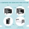 imageDream On Me Jayden 4in1 Mini Convertible Crib And Changer in Storm Grey Greenguard Gold Certified NonToxic Finish New Zealand Pinewood 1quot Mattress PadBlack