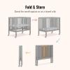 imageDream On Me Jett NonFull Size Folding Convertible Crib Lightweight Portable Crib Three Adjustable Mattress Height Settings Easy to Fold Travel Crib 15 Mattress Pad IncludedPebble Grey