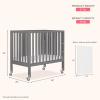 imageDream On Me Jett NonFull Size Folding Convertible Crib Lightweight Portable Crib Three Adjustable Mattress Height Settings Easy to Fold Travel Crib 15 Mattress Pad IncludedStorm Grey