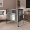 imageDream On Me Jett NonFull Size Folding Convertible Crib Lightweight Portable Crib Three Adjustable Mattress Height Settings Easy to Fold Travel Crib 15 Mattress Pad IncludedStorm Grey