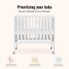 imageDream On Me Jett NonFull Size Folding Convertible Crib Lightweight Portable Crib Three Adjustable Mattress Height Settings Easy to Fold Travel Crib 15 Mattress Pad IncludedWhite