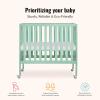 imageDream On Me Jett NonFull Size Folding Convertible Crib Lightweight Portable Crib Three Adjustable Mattress Height Settings Easy to Fold Travel Crib 15 Mattress Pad IncludedMint