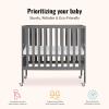 imageDream On Me Jett NonFull Size Folding Convertible Crib Lightweight Portable Crib Three Adjustable Mattress Height Settings Easy to Fold Travel Crib 15 Mattress Pad IncludedStorm Grey