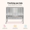 imageDream On Me Jett NonFull Size Folding Convertible Crib Lightweight Portable Crib Three Adjustable Mattress Height Settings Easy to Fold Travel Crib 15 Mattress Pad IncludedPebble Grey