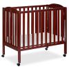 imageDream On Me 3 in 1 Portable Folding Stationary Side Crib in Steel Grey Greenguard Gold Certified Safety Wheels with Locking Casters Convertible 3 Mattress HeightsCherry
