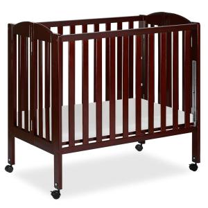imageDream On Me 3 in 1 Portable Folding Stationary Side Crib in Steel Grey Greenguard Gold Certified Safety Wheels with Locking Casters Convertible 3 Mattress HeightsEspresso