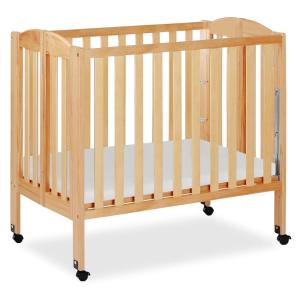imageDream On Me 3 in 1 Portable Folding Stationary Side Crib in Steel Grey Greenguard Gold Certified Safety Wheels with Locking Casters Convertible 3 Mattress HeightsNatural