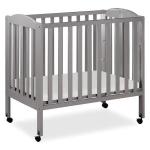 imageDream On Me 3 in 1 Portable Folding Stationary Side Crib in Steel Grey Greenguard Gold Certified Safety Wheels with Locking Casters Convertible 3 Mattress HeightsSteel Grey