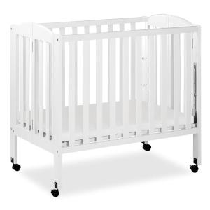 imageDream On Me 3 in 1 Portable Folding Stationary Side Crib in Steel Grey Greenguard Gold Certified Safety Wheels with Locking Casters Convertible 3 Mattress HeightsWhite