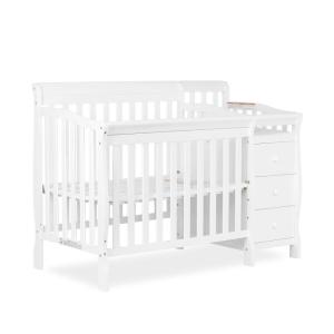 imageDream On Me Jayden 4in1 Mini Convertible Crib And Changer in Storm Grey Greenguard Gold Certified NonToxic Finish New Zealand Pinewood 1quot Mattress PadWhite