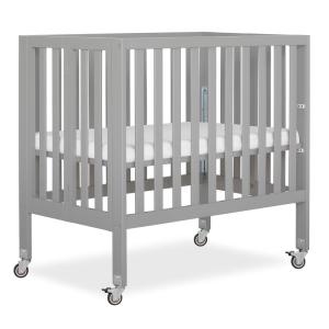 imageDream On Me Jett NonFull Size Folding Convertible Crib Lightweight Portable Crib Three Adjustable Mattress Height Settings Easy to Fold Travel Crib 15 Mattress Pad IncludedPebble Grey