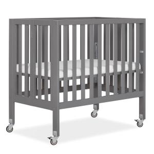 imageDream On Me Jett NonFull Size Folding Convertible Crib Lightweight Portable Crib Three Adjustable Mattress Height Settings Easy to Fold Travel Crib 15 Mattress Pad IncludedStorm Grey