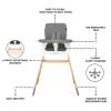 imageDream On Me Nibble Wooden Compact High Chair in Pink Light Weight  Portable Removable seat Cover I Adjustable Tray I Baby and ToddlerLight Gray