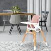 imageDream On Me Nibble Wooden Compact High Chair in Pink Light Weight  Portable Removable seat Cover I Adjustable Tray I Baby and ToddlerPink