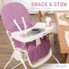 imageDream On Me Snack and Stow Baby High Chair in Mauve  Easy to Fold and Store Portable Travel Chair With Removable and Three Position Adjustable TrayMauve