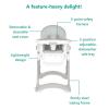 imageDream On Me Solid Times High Chair for Babies and Toddlers in Grey Multiple Recline and Height Positions Lightweight Portable Baby High Chair 5 point Safety Harness Easy to Clean SurfaceGrey
