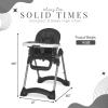 imageDream On Me Solid Times High Chair for Babies and Toddlers in Grey Multiple Recline and Height Positions Lightweight Portable Baby High Chair 5 point Safety Harness Easy to Clean SurfaceBlack