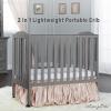 imageDream On Me 2in1 Folding Portable Compact Mini Baby Crib in White GreenGuard Gold ampamp JPMA US Patented Flat Folding System Locking Wheels 1 Mattress Pad SpaceSaving Quck Fold Easy StorageStorm Grey
