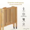 imageDream On Me 2in1 Folding Portable Compact Mini Baby Crib in White GreenGuard Gold ampamp JPMA US Patented Flat Folding System Locking Wheels 1 Mattress Pad SpaceSaving Quck Fold Easy StorageNatural