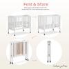 imageDream On Me 2in1 Folding Portable Compact Mini Baby Crib in White GreenGuard Gold ampamp JPMA US Patented Flat Folding System Locking Wheels 1 Mattress Pad SpaceSaving Quck Fold Easy StorageWhite