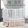 imageDream On Me 2in1 Folding Portable Compact Mini Baby Crib in White GreenGuard Gold ampamp JPMA US Patented Flat Folding System Locking Wheels 1 Mattress Pad SpaceSaving Quck Fold Easy StorageWhite