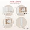 imageDream On Me FullSize 2in1 Folding Baby Crib in Natural GreenGuard Gold ampamp JPMA Portable Patented Quick Folding System Strong Wheels 2 Adjustable Mattress HeightsWhite
