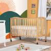 imageDream On Me FullSize 2in1 Folding Baby Crib in Natural GreenGuard Gold ampamp JPMA Portable Patented Quick Folding System Strong Wheels 2 Adjustable Mattress HeightsNatural