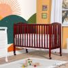imageDream On Me FullSize 2in1 Folding Baby Crib in Natural GreenGuard Gold ampamp JPMA Portable Patented Quick Folding System Strong Wheels 2 Adjustable Mattress HeightsCherry