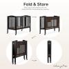 imageDream On Me FullSize 2in1 Folding Baby Crib in Natural GreenGuard Gold ampamp JPMA Portable Patented Quick Folding System Strong Wheels 2 Adjustable Mattress HeightsBlack