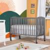 imageDream On Me FullSize 2in1 Folding Baby Crib in Natural GreenGuard Gold ampamp JPMA Portable Patented Quick Folding System Strong Wheels 2 Adjustable Mattress HeightsSteel Grey