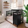 imageDream On Me Jayden 4in1 Mini Convertible Baby Crib and Changer in Seagrass Greenguard Gold Certified NonToxic Finish New Zealand Pinewood 1quot Mattress PadBlack