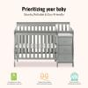 imageDream On Me Jayden 4in1 Mini Convertible Baby Crib and Changer in Seagrass Greenguard Gold Certified NonToxic Finish New Zealand Pinewood 1quot Mattress PadSeagrass