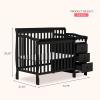 imageDream On Me Jayden 4in1 Mini Convertible Baby Crib and Changer in Seagrass Greenguard Gold Certified NonToxic Finish New Zealand Pinewood 1quot Mattress PadBlack