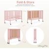 imageDream On Me Quinn FullSize Portable Baby Crib in White GreenGuard Gold ampamp JPMA Patented Quick Fold System Adjustable Mattress Support Smooth Wheels Compact Design Safe Sleep AssurancePink