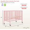 imageDream On Me Quinn FullSize Portable Baby Crib in White GreenGuard Gold ampamp JPMA Patented Quick Fold System Adjustable Mattress Support Smooth Wheels Compact Design Safe Sleep AssurancePink