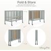 imageDream On Me Quinn FullSize Portable Baby Crib in White GreenGuard Gold ampamp JPMA Patented Quick Fold System Adjustable Mattress Support Smooth Wheels Compact Design Safe Sleep AssuranceCool Grey