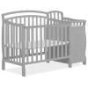 imageDream On Me Casco 3in1 Mini Convertible Baby Crib ampamp Changer with Storage in White Pinewood GreenGuard Gold ampamp JPMA 1 Mattress Pad 3 Mattress Heights Converts to Mini Day ampamp TwinSize BedPebble Grey